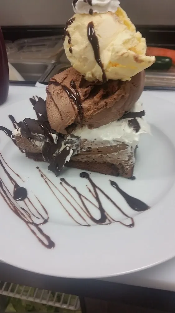 Mousse Cake with Ice Cream